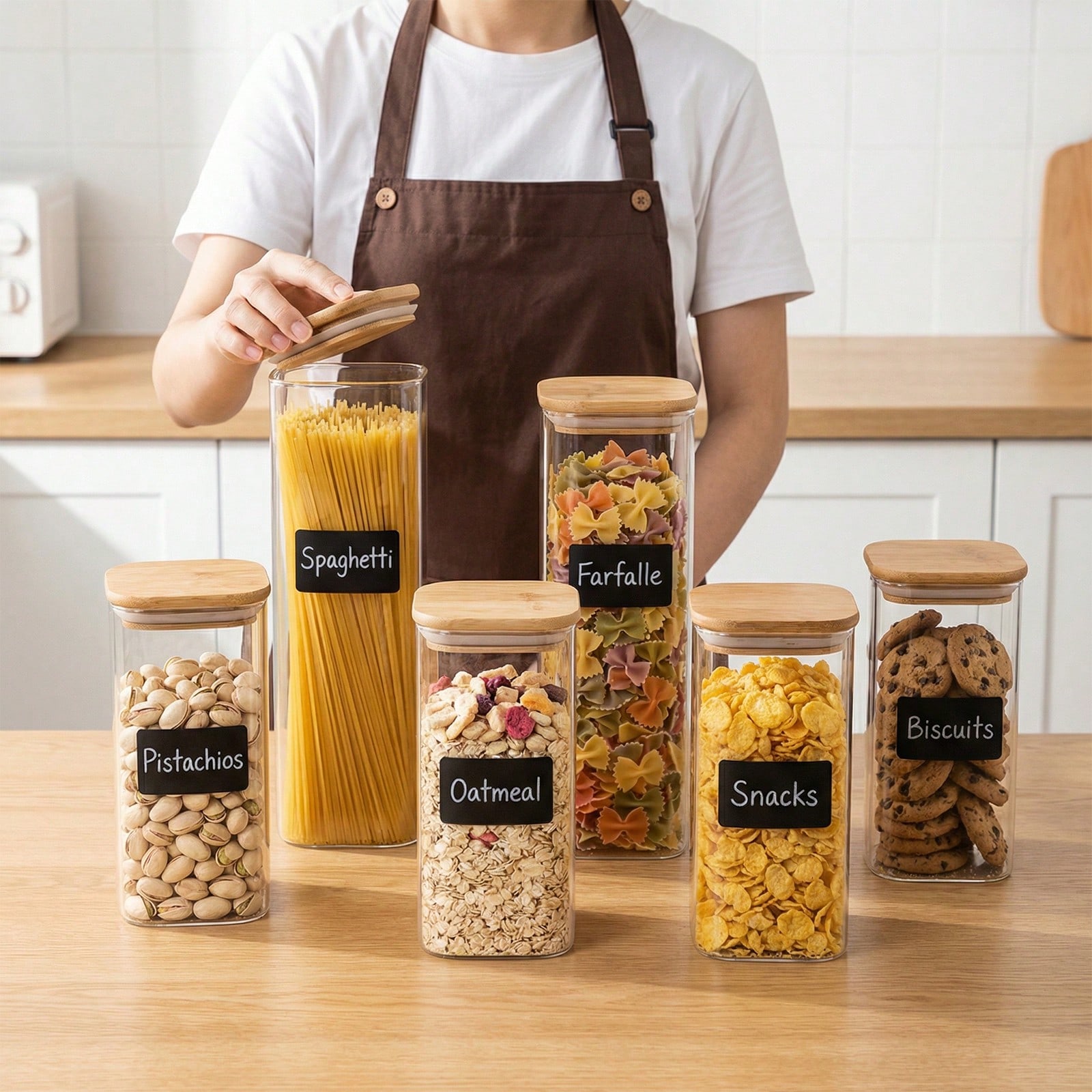 Kitchen Baking Storage Containers - 6/12 sztuk szklanych pojemników do przechowywania