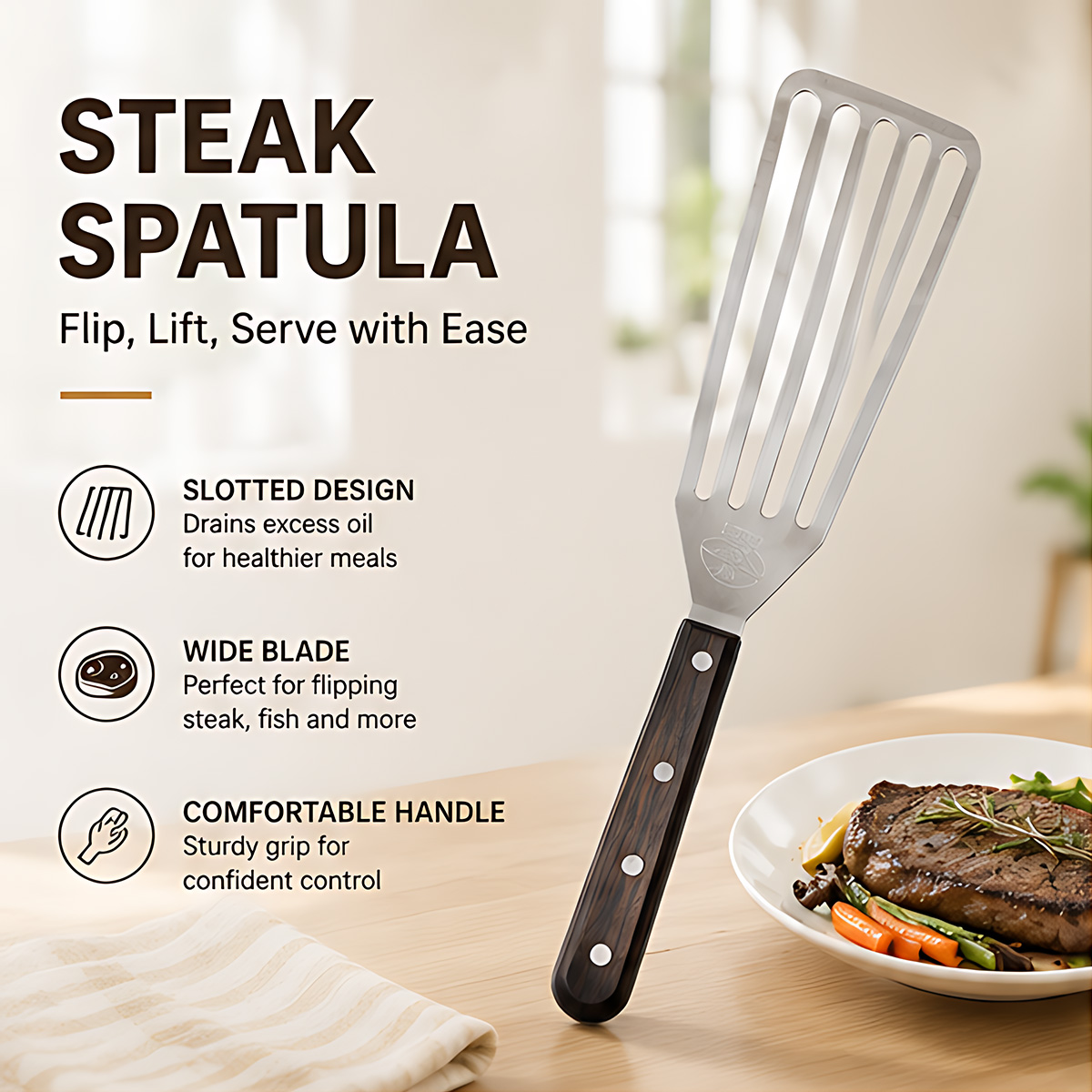 Łopatka do ryb, łopatka metalo – Offset Spatula Set recenzja i cena