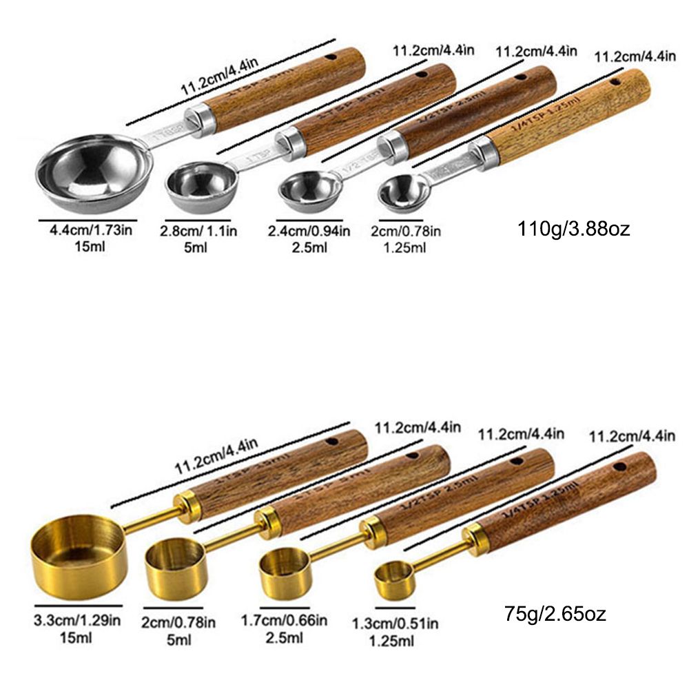 4 szt./zestaw Srebrne drewnian – Kitchen Baking Scale recenzja i cena